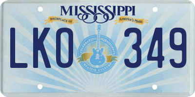 MS license plate LKO349