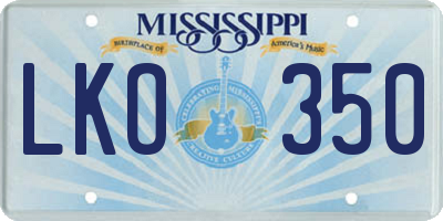 MS license plate LKO350
