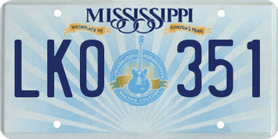 MS license plate LKO351