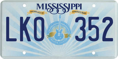 MS license plate LKO352