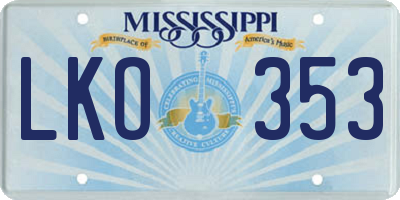 MS license plate LKO353