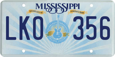 MS license plate LKO356