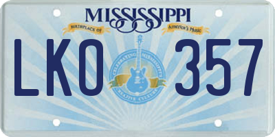 MS license plate LKO357