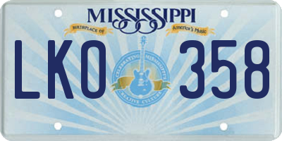 MS license plate LKO358