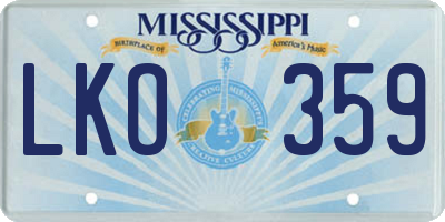 MS license plate LKO359