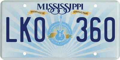 MS license plate LKO360