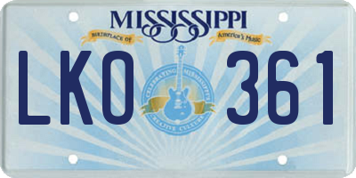 MS license plate LKO361