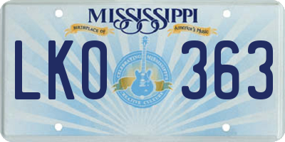 MS license plate LKO363