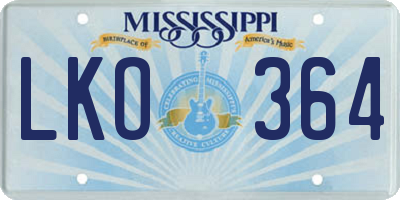 MS license plate LKO364