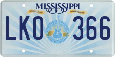 MS license plate LKO366