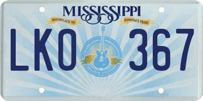MS license plate LKO367