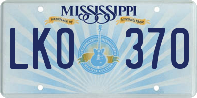 MS license plate LKO370