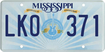 MS license plate LKO371