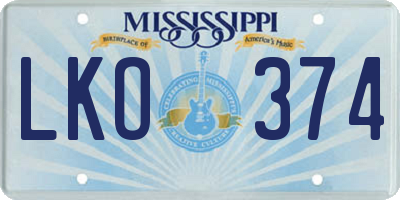 MS license plate LKO374