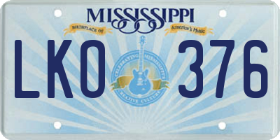 MS license plate LKO376