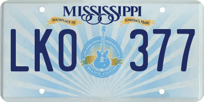 MS license plate LKO377
