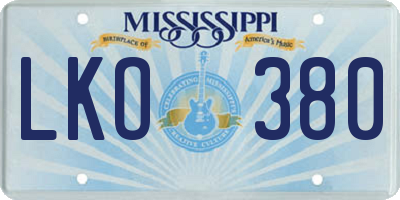 MS license plate LKO380
