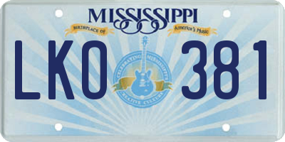 MS license plate LKO381