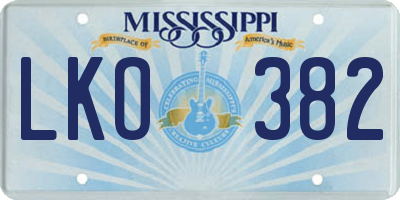 MS license plate LKO382