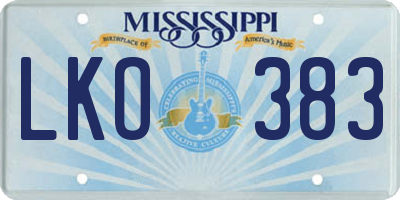 MS license plate LKO383