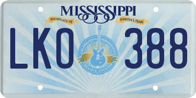 MS license plate LKO388