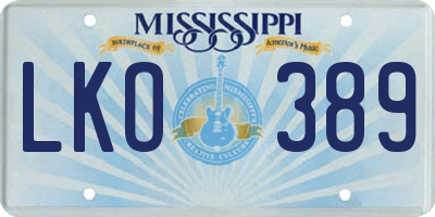 MS license plate LKO389
