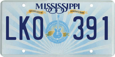 MS license plate LKO391