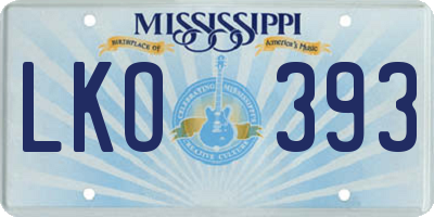 MS license plate LKO393