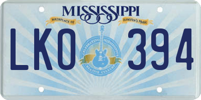 MS license plate LKO394