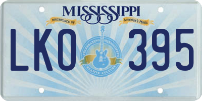 MS license plate LKO395
