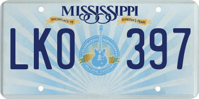 MS license plate LKO397