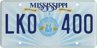 MS license plate LKO400