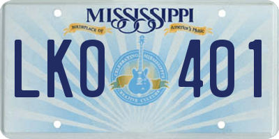 MS license plate LKO401