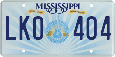 MS license plate LKO404