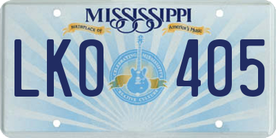 MS license plate LKO405