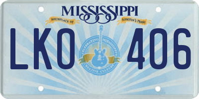 MS license plate LKO406