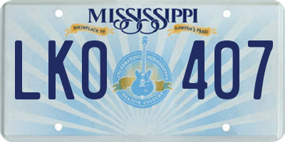 MS license plate LKO407