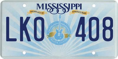 MS license plate LKO408