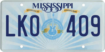 MS license plate LKO409