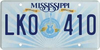 MS license plate LKO410