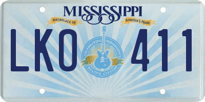 MS license plate LKO411
