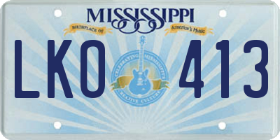MS license plate LKO413