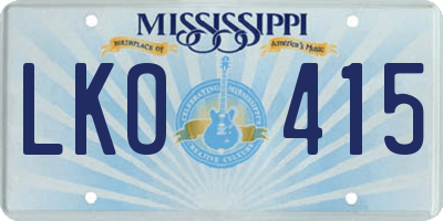 MS license plate LKO415