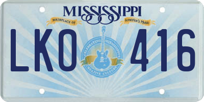MS license plate LKO416