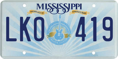 MS license plate LKO419