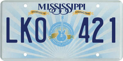 MS license plate LKO421