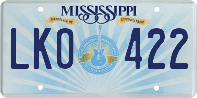 MS license plate LKO422