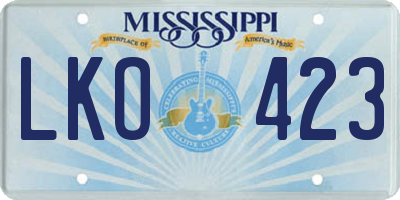 MS license plate LKO423