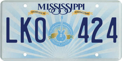 MS license plate LKO424