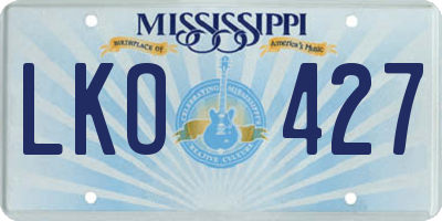 MS license plate LKO427